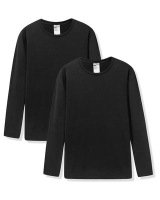 (Rapasa) Warm Innerwear, Cold Weather Underwear, Long Sleeve Shirt, Thermal Insulation, Brushed Winter Men's Underwear [1. 2 Black Piecesthin Shirt, L