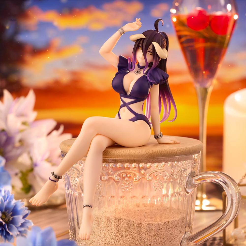 Figura Anime Albedo Pose Sentada Figura de Ação Versão Roxa Modelo de Beleza Adulta Ornamentos de Mesa Coleção Brinquedo Presentes 16cm