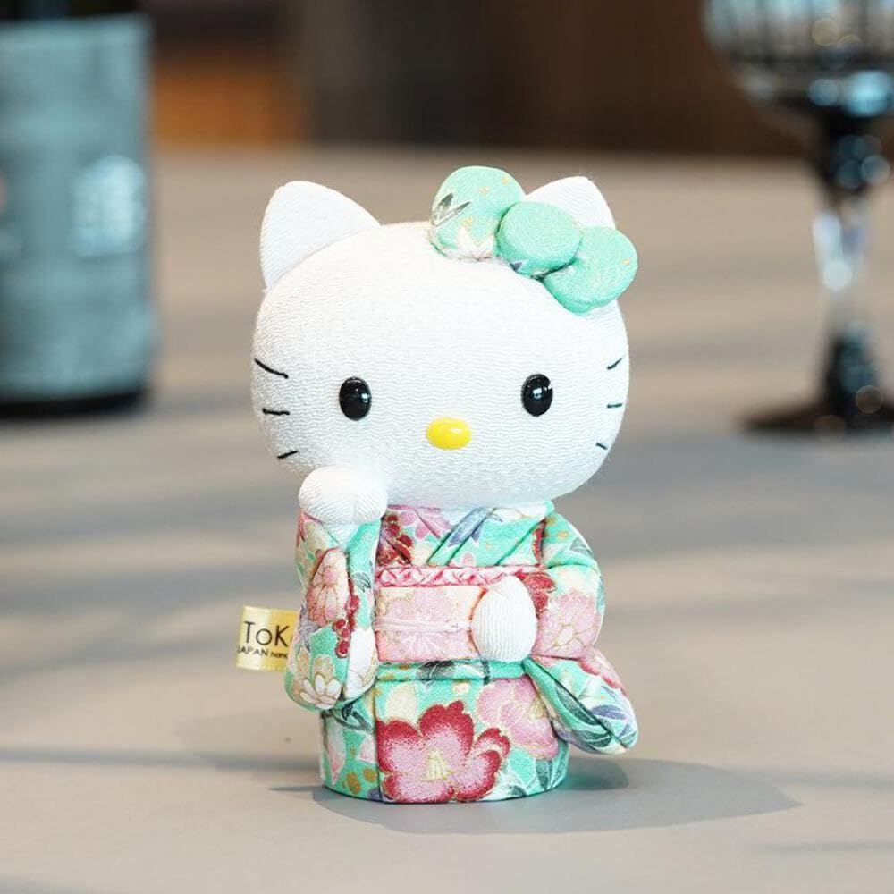 Hello Kitty Hello Hello Toko Wooden Beckoning Kakinuma Doll (standing) [Green] Kitty, Kitty, Kitty, Doll, Kakinuma, Doll, Cat,
