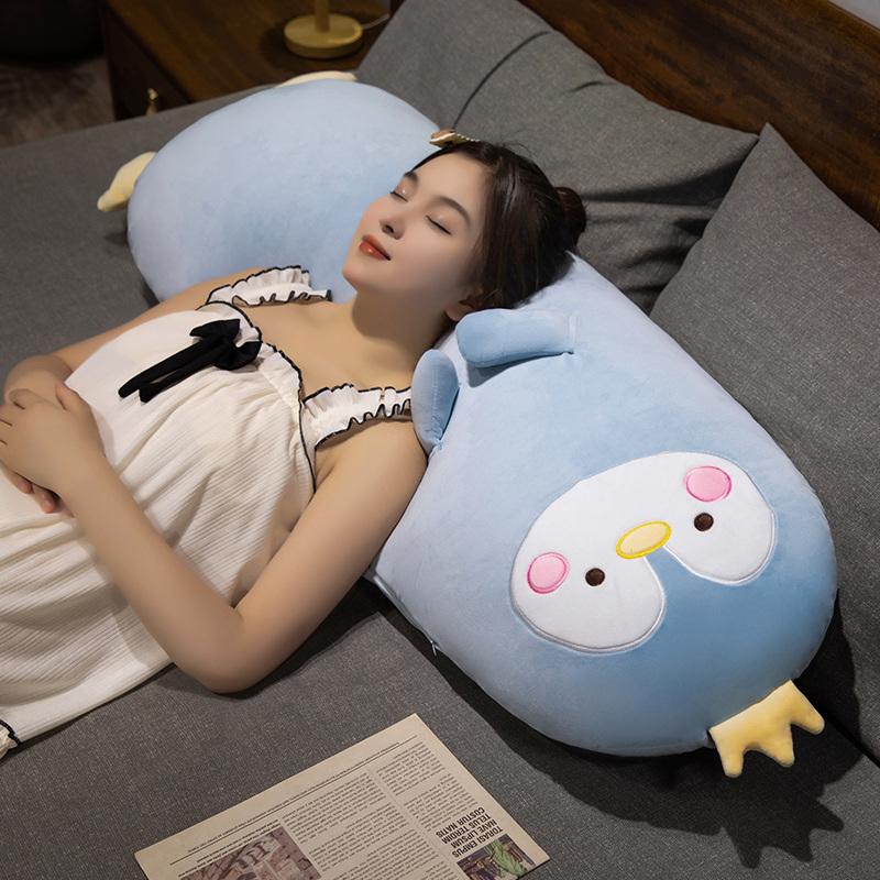 Cartoon 70~120cm Duck Long Pillow Stuffed Soft Animal Chick Penguin Dinosaur Bolster Plushie Sleeping Leg Support Birthday Gift