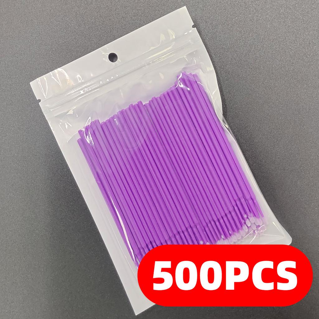 100/500pcs Disposable Makeup Brushes Mini Brush Purple Mini Applicator Brush Flexible Ultra-Fine Disposable Fine Makeup Brush