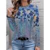 Maglione Largo da Donna 2026 Primavera, Estate, Autunno e Inverno Nuovo Design Stampato Top T-shirt a Manica Lunga Girocollo Taglia Larga