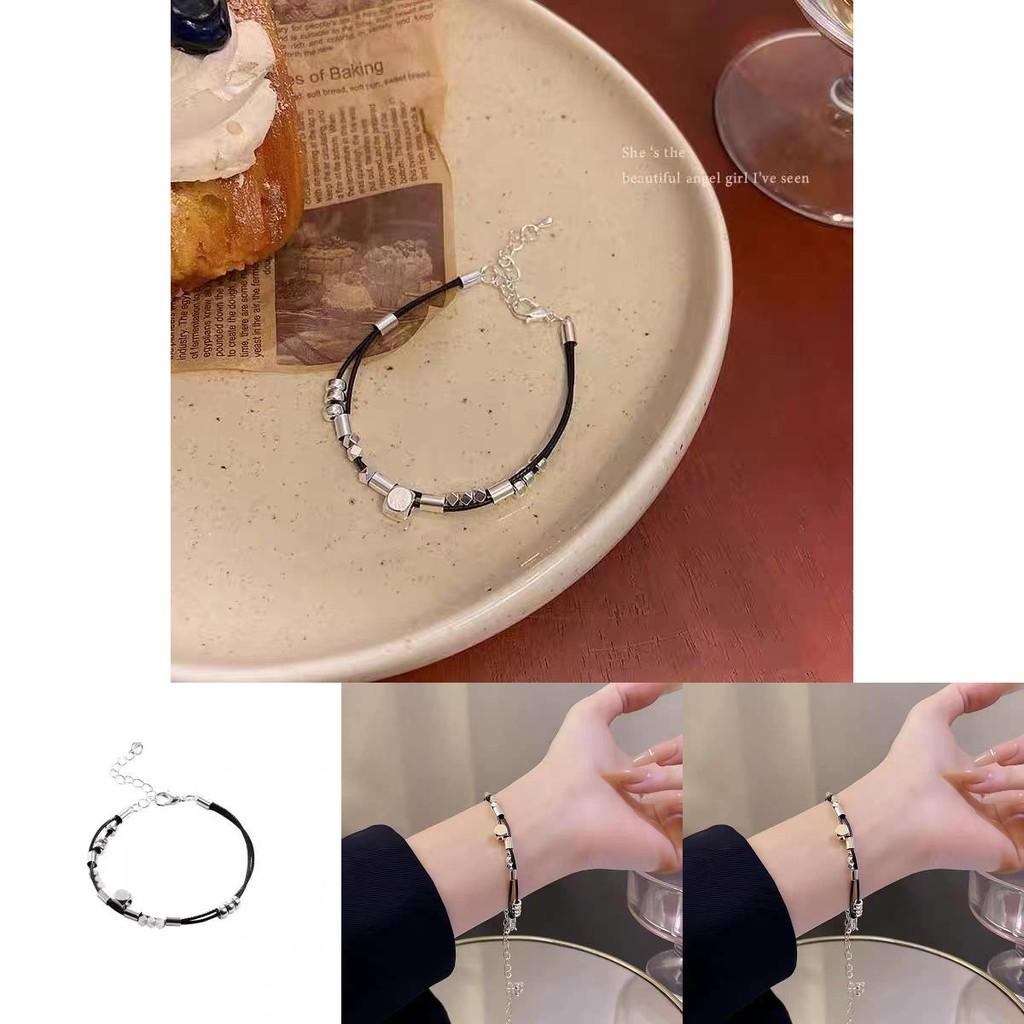 Trendy Alloy Geometric Silver Square Leather Bracelet For Summer 2024