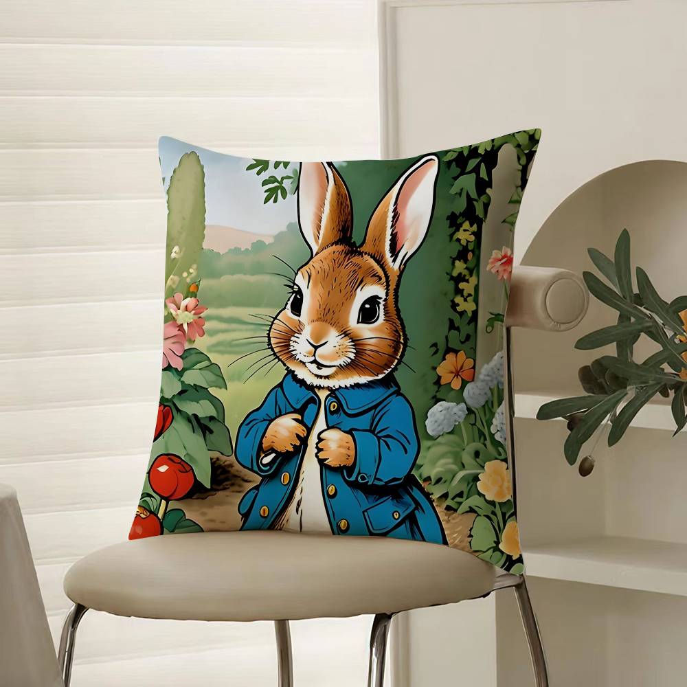 Cartoon Character Cute-Peter Rabbit-Smart Pillow Case Comfort Sofa Bed Silky elegant Invisible zipper Decorative cushion cover