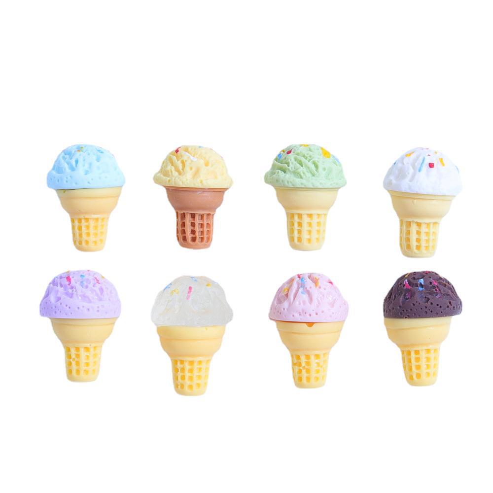 Multicolor Ice Cream Cone Cartoon Resin Ornament DIY Hair Clip Accessories Pack