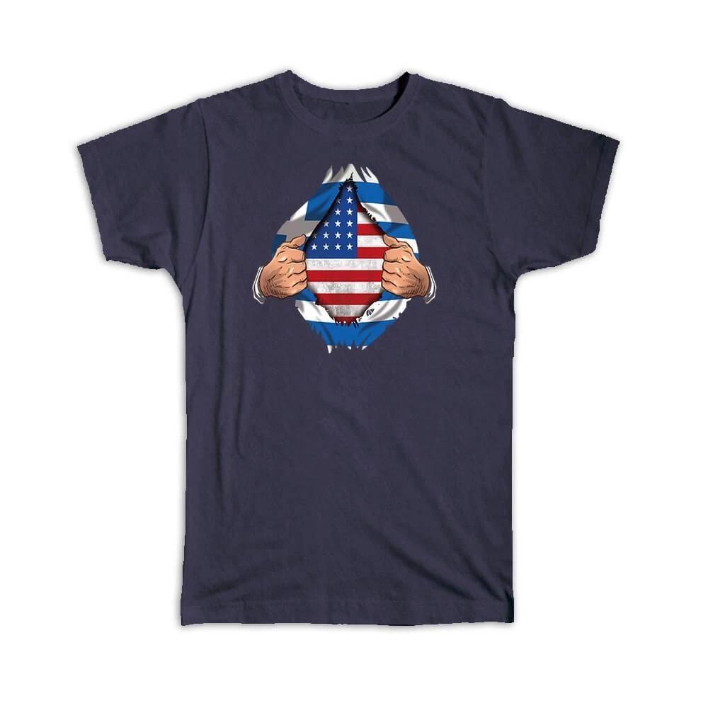 Gift T-Shirt : United States Greek Flag Chest American 2XL