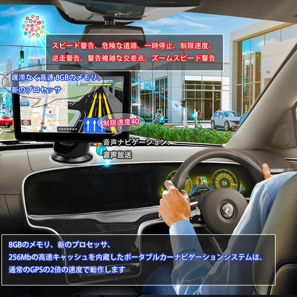 EASYOWN 7-calowy Przenośny System Nawigacji Samochodowej, Przewodnik po Podjazdach, Ostrzeżenie o Prędkości, Przewodnik Bezpiecznej Jazdy, Ogólnokrajowy