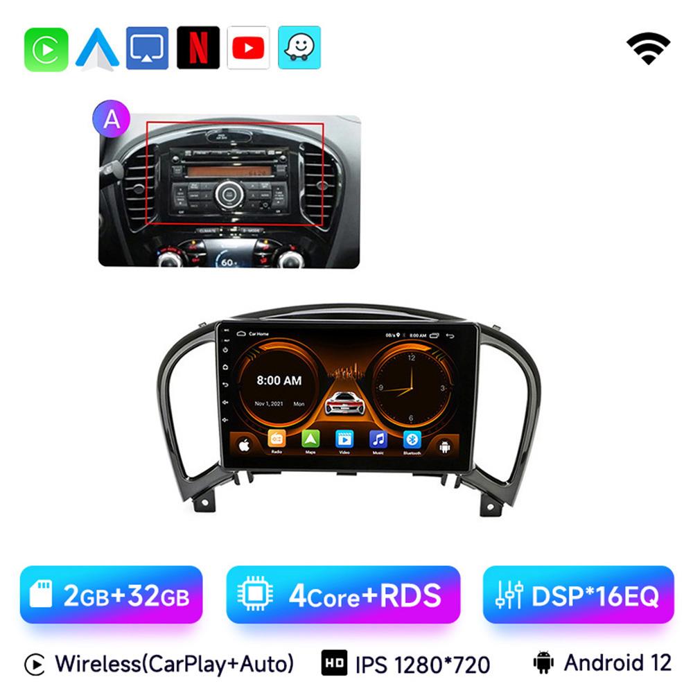 JIUYIN Android 13 Wireless CarPlay Android Auto Radio for Nissan Juke YF15 2010 2011 2012-2014 4G Car Multimedia GPS 2din