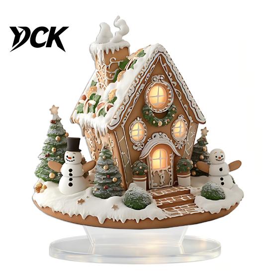 Christmas Tabletop Decorations Acrylic Table Decor, Gingerbread House Tree Ornaments, Cute Winter Accents Waterproof Holiday Desktop for Living