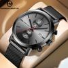 HANNAH MARTIN Minimalistische Zweizeiger-Chronographenuhr Herren Hochwertiger Edelstahl Wasserdichte Armbanduhr für Herren