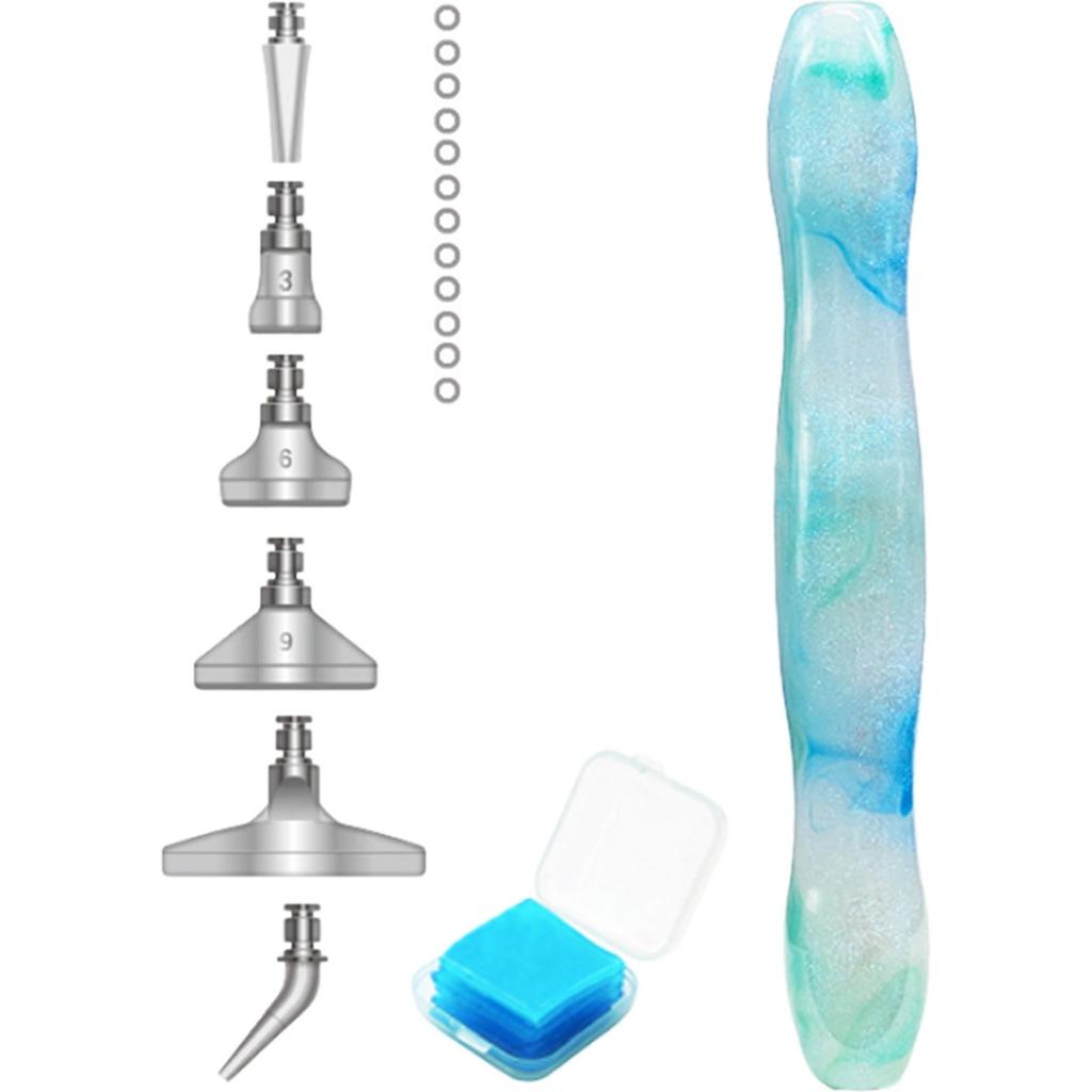 Harts 5D Diamantmålning Konst Prickborrpenna Kit med 6 Borrpenna Plockhuvuden och 1 Lera Diamantmålning Penna för Barn Vuxna