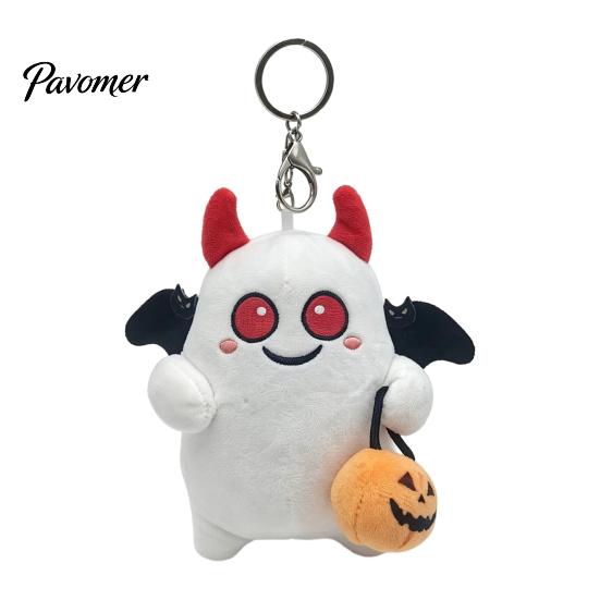 Soft Skin Friendly Plush Toy Halloween Ghost Keychain, Cute Spooky Stuffed Pendant for Backpack Small Plushie with Metal Keychain Keys, Mini Doll Bag