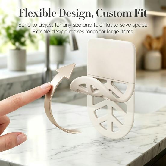 Dish Sponge Holder Self-adhesive Holder, Compact Flexible Drainage Rack, Rust-proof Rack for Sponges Aluminum Alloy And Silicone Organizer Bathroom