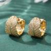 Funkelnde Blattförmige Synthetische Zirkonia Creolen Ohrringe Damen Elegante Vergoldete Bankett Urlaubs Schmuck Accessoires
