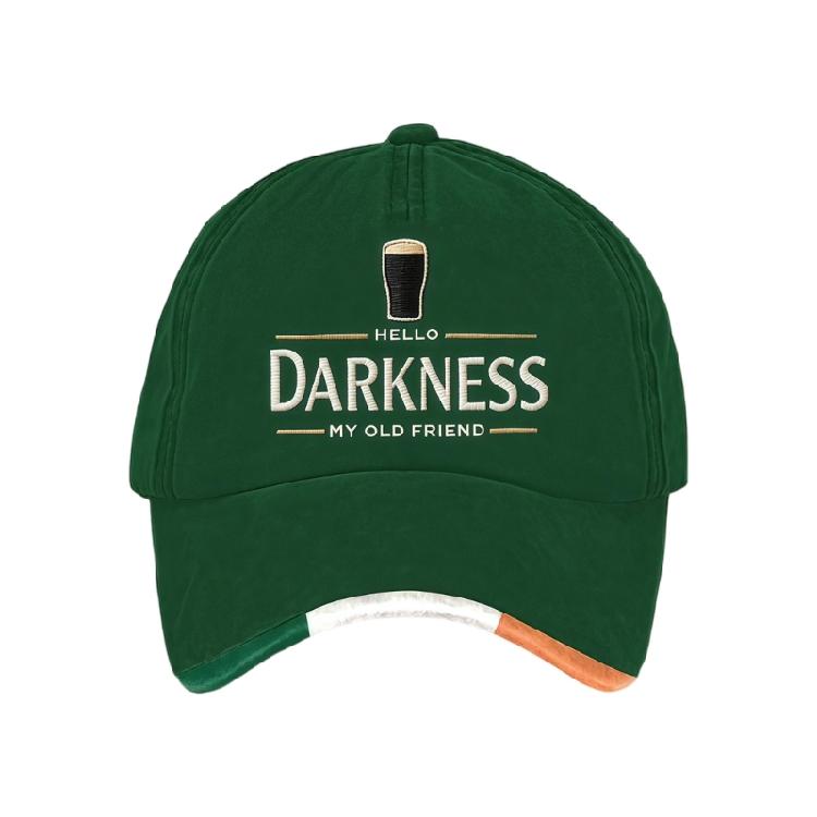 

Unique Irish Charm Duck Tongue Hat With Hello My Friend Text Black Beer Artwork Foldable Travel Friendly Cap