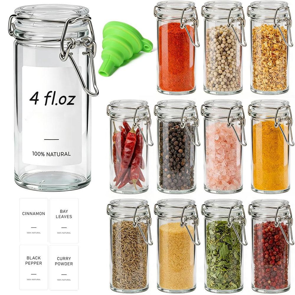 4oz Glass Spice Jars with Airtight Swing Top Lids,Small Clear Containers for Pantry Organization,Herb Storage,DIY Crafts & Gifts