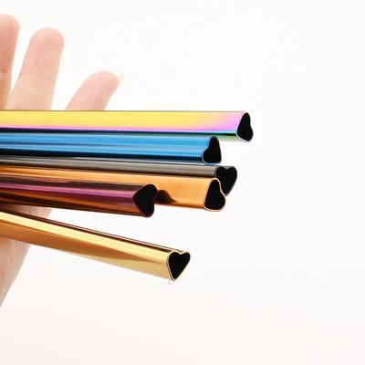 1PCS Drinking Straw with Brush Reusable Metal Straw Set Heart Shaped Bubble Tea Straws 304 Stainless Steel Pearl Milkshake Straw Set