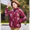 Women's Plus Velvet Thickened Stand-Collar Floral Cotton Jacket