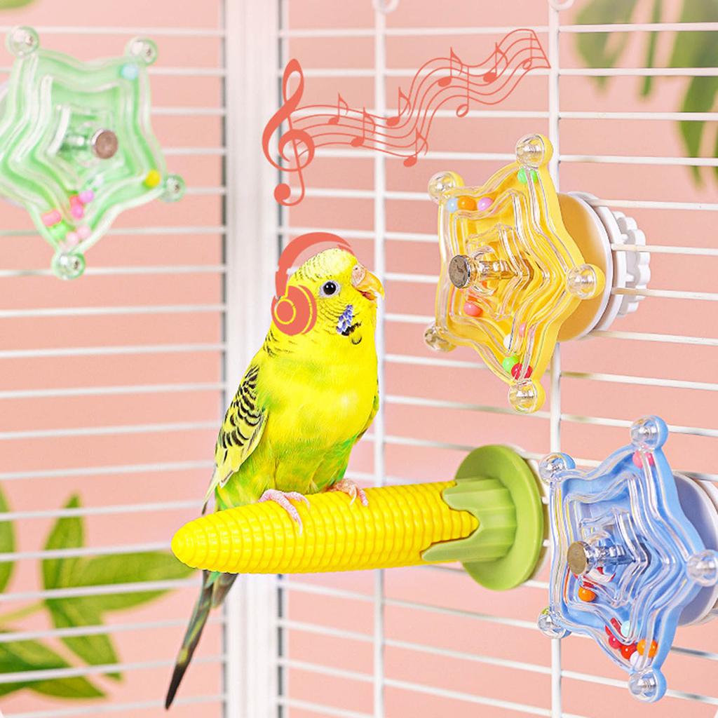 Interactive Spinning Wheel Colorful Parrot Toys For Small Birds Chewing Exercise Cage Accessories With Rotating Rattle