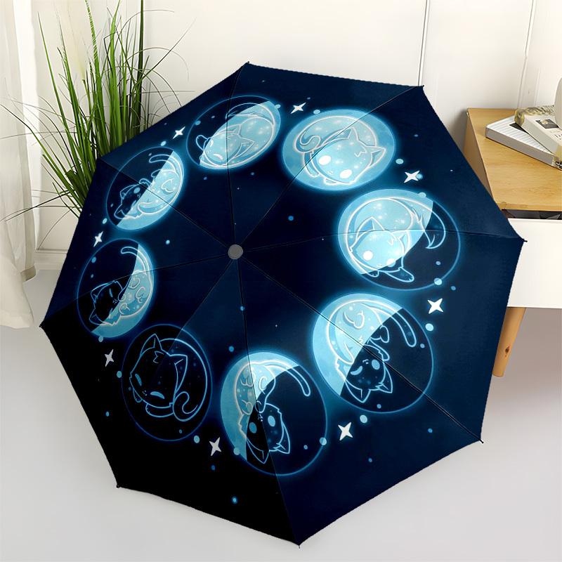 

1pc Moon Phase Cat Illustration Umbrella with Plastic Handle,Suitable for All Seasons Home Travel Outdoor UmbrellaB1878