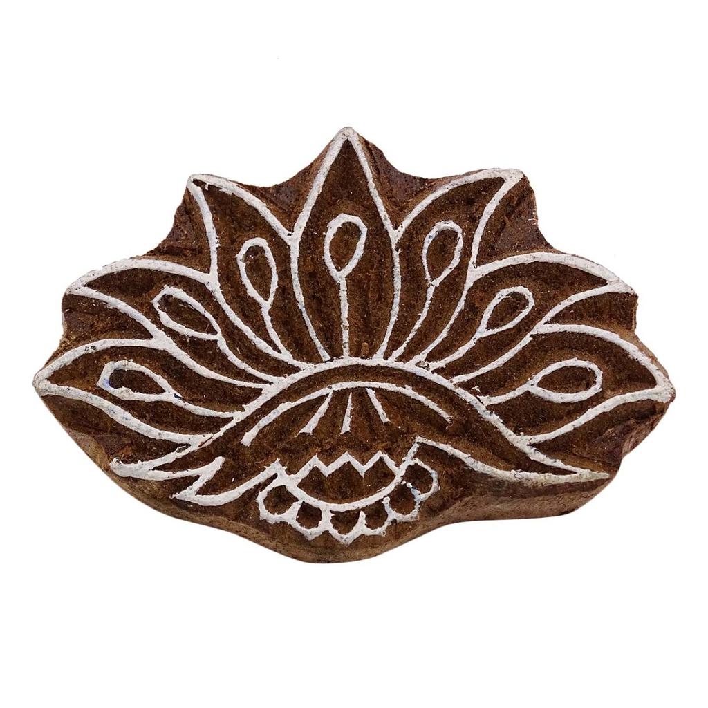 Indian Hand Carved Wooden Textile Floral Stamps Wood Printing Decorative