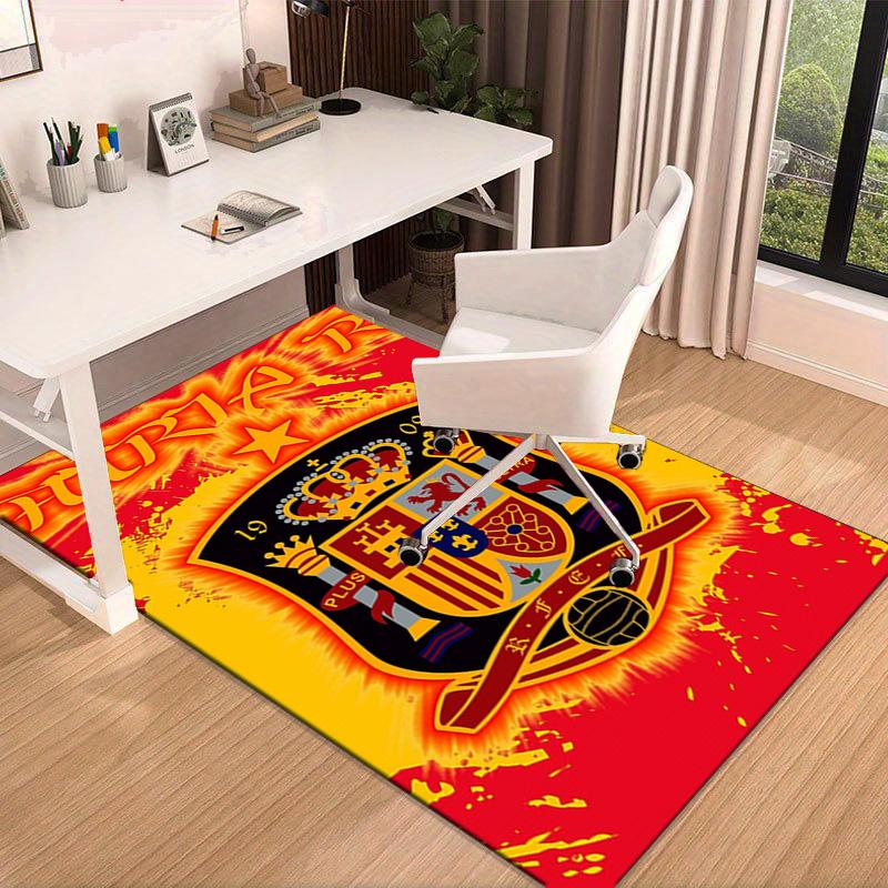 Spanien FC Wappen Bedruckter Teppich für Büro, Stuhlunterlage, Dekorativer Teppich Bodenmatte, Große Größe Fan Geschenke Weihnachtsgeschenke
