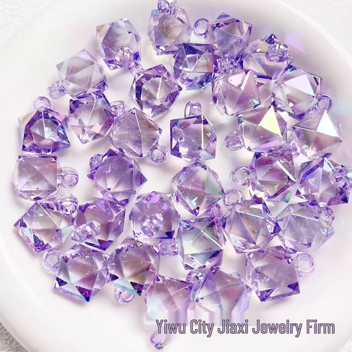 

16mm Transparent UV-Coated Iridescent Faceted Water Cube Beads for DIY Jewelry and Car Hanging Accessories 16mm