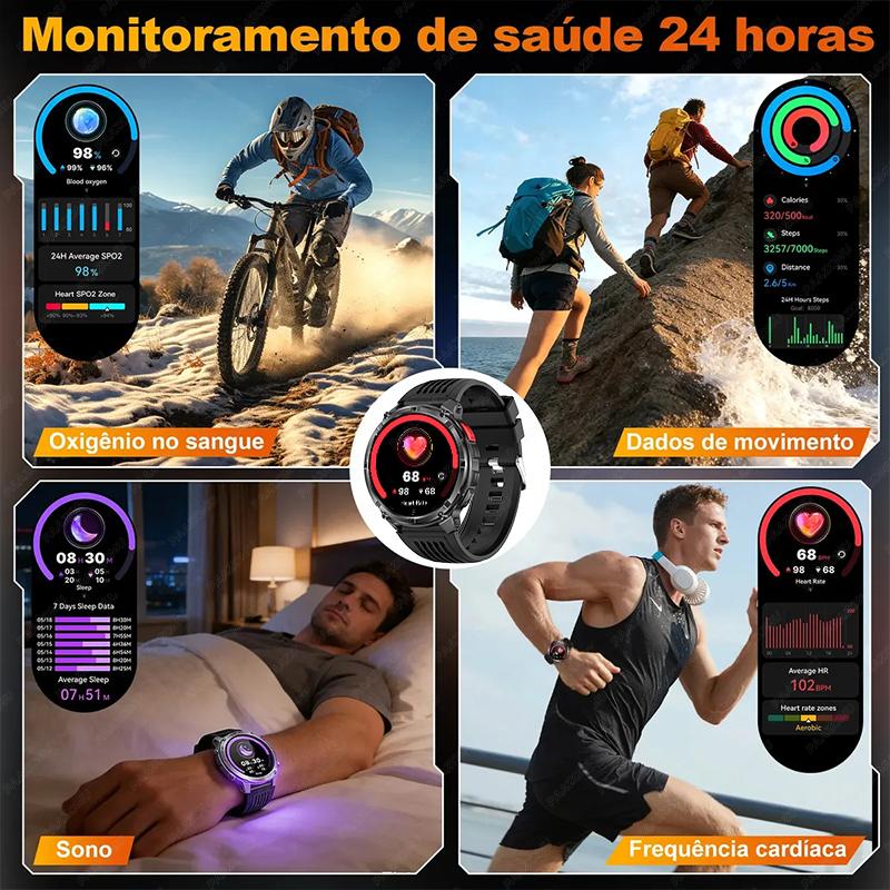 New Outdoor Smart Watch 1.7 ” 1100mAh Large Battery IP68 Waterproof LED Flashlight Bluetooth Call Sports Men Fitness Bracel