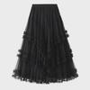 Elegant Multi-Layered Tulle Lace Midi Skirt