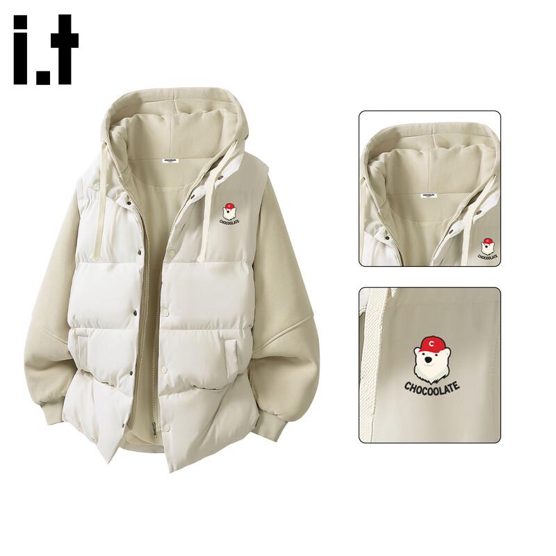 

CHOCOOLATEit Unisex American Style Faux Two-Piece Padded Hooded Jacket with Animal Print 3XL