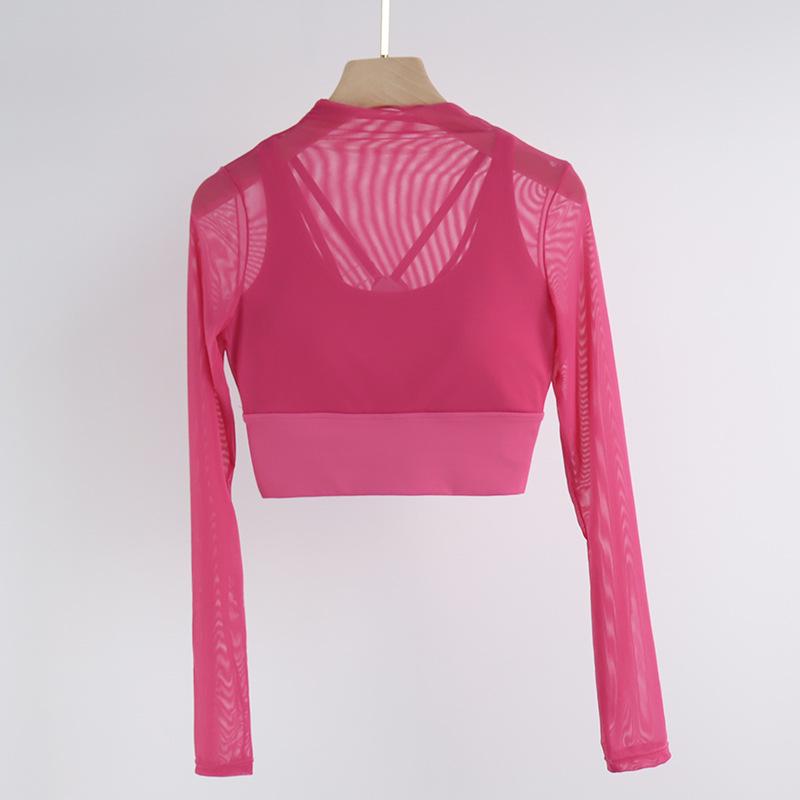 

Женский сетчатый топ для йоги с длинными рукавами, накладками на грудь и перекрестной спиной Extra Large