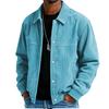Autumn 2026 Men's Solid Color Casual Jacket - Simple Style, Long Sleeve, Button-Up, European & American Fashion.