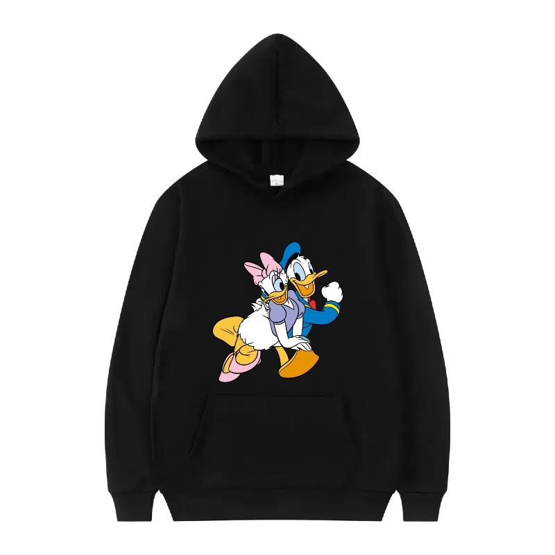 Disney Mickey Mouse Pattern Woman Streetwear Loose Black Winter Tops Clothes Pullovers Ladies Cheap Y2k Hoodies Men Sweatshirts