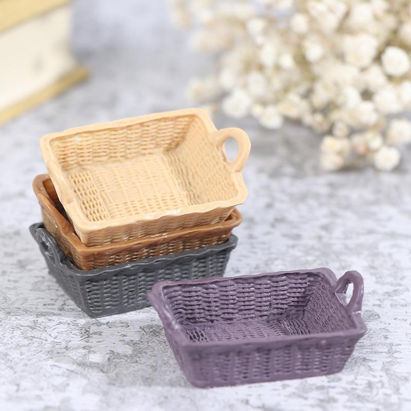 1/12 Dollhouse Miniature Mini Resin Storage Basket Model Accessories Toys