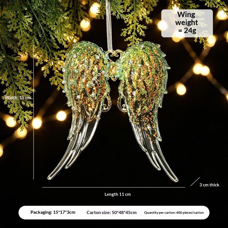 Green Glitter Christmas Hanging Ornament Sparkling Reindeer/High Heel/Tree /Snowflake Designs Pendants With Ribbon Decor