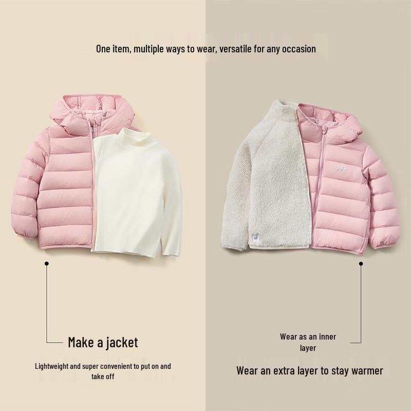 GAP Unisex Kids' Logo Hooded Lightweight Down Jacket