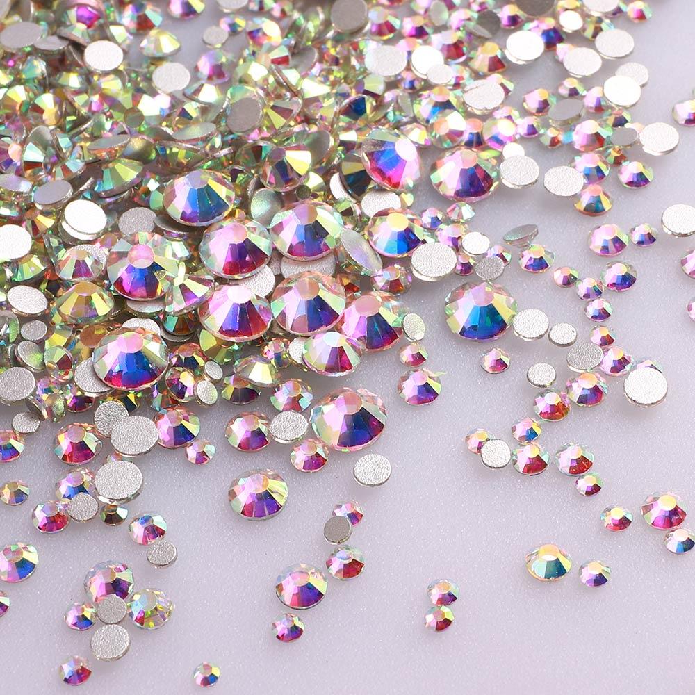High Quality Rhinestone Non Hotfix Bulk Transparent Crystal AB Glass Rhinestones Mixed Sizes