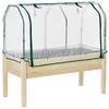Raised Garden Bed Outdoor Elevated Wood Planter Box W/ PE Cover, Natural