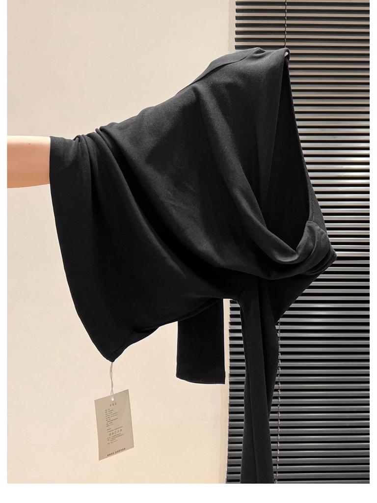 Women's Pink Asymmetrical Off-Shoulder Long-Sleeve T-Shirt - 2025 Autumn Slim-Fit