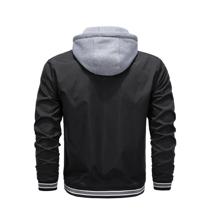 Removable Single-layer Breathable Fabric Men's Baseball Uniform Jacket with Hood