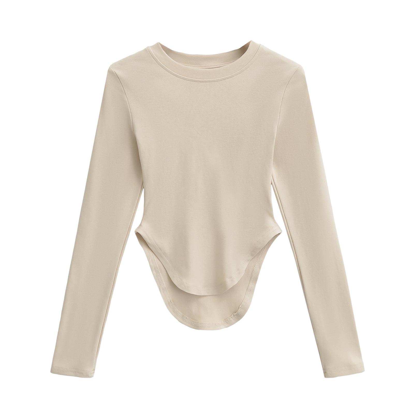 

Женский топ для пилатеса с круглым вырезом и длинным рукавом - Изогнутый подол, Весенне-летний стиль Medium абрикосовый