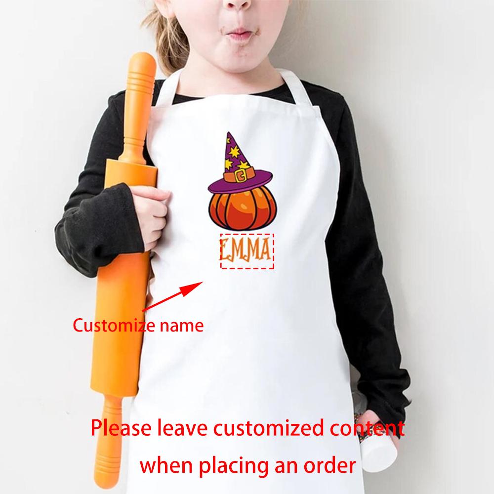 Custom Halloween Apron Chef hat Halloween Gift Kids Witch Painting Aprons Kitchen Decor Baking Cooking Supplies Trick Or Treat