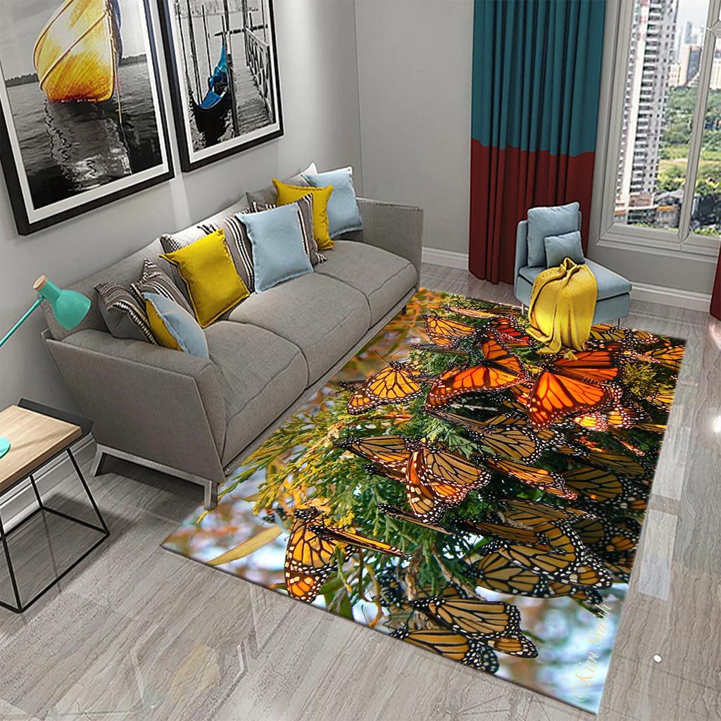 3D Colorful Butterfly Flower Carpet Entrance Door Mat Indoor Carpets Bedroom Decor Living Room Floor Mats Bathroom Non-slip Rug
