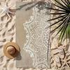 Boho Biały Mandala Gobelin Płaski Druk Beżowy Zen Joga Dekoracja Ścienna do Sypialni Dekoracja Medytacyjna Etniczny Ręcznik Plażowy Sztuka