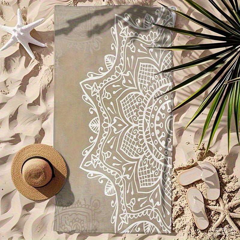 Boho Biały Mandala Gobelin Płaski Druk Beżowy Zen Joga Dekoracja Ścienna do Sypialni Dekoracja Medytacyjna Etniczny Ręcznik Plażowy Sztuka