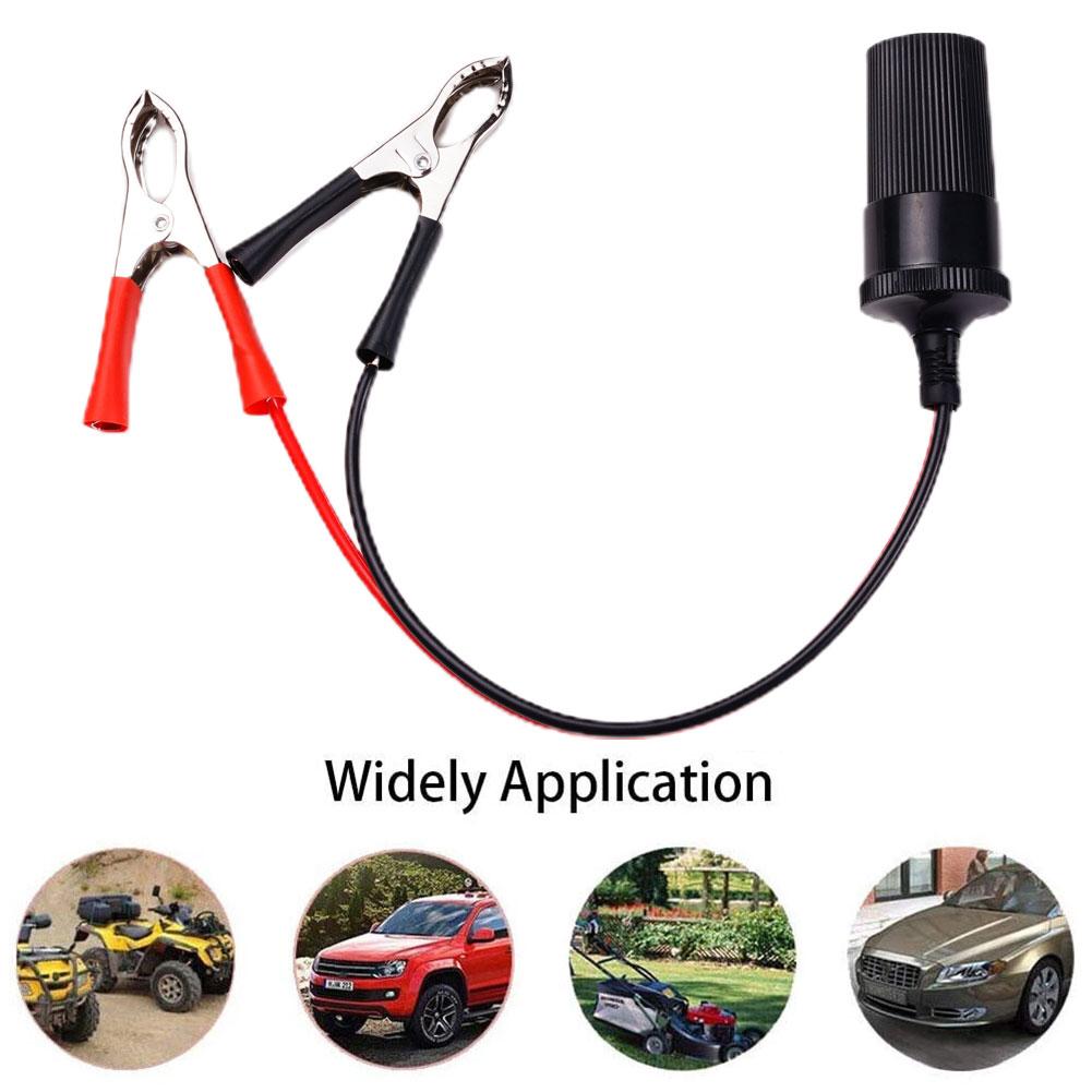 

12V Power Car Cigarette Lighter Female To Alligator Clip Extension Connector To Terminal Clip-on Battery Adapter Auto Socket