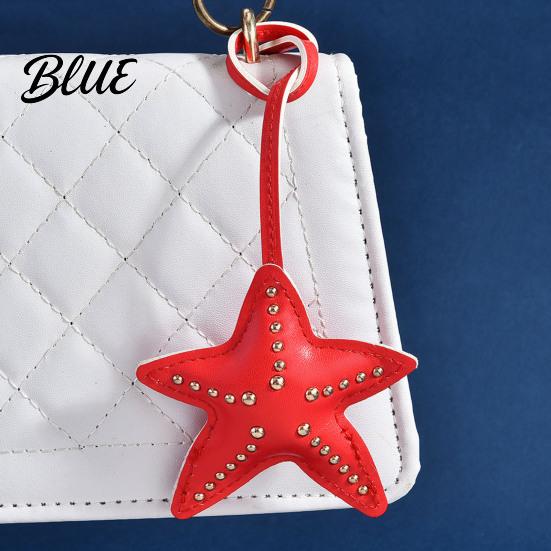 Statement Key Accessory Keychain Pendant Hand-Stitched Rivets Imitation Leather Star