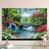 Polyester Landscape Waterfall and Forest Flower Background Banner - Universal Multi purpose Indoor and Outdoor Decoration