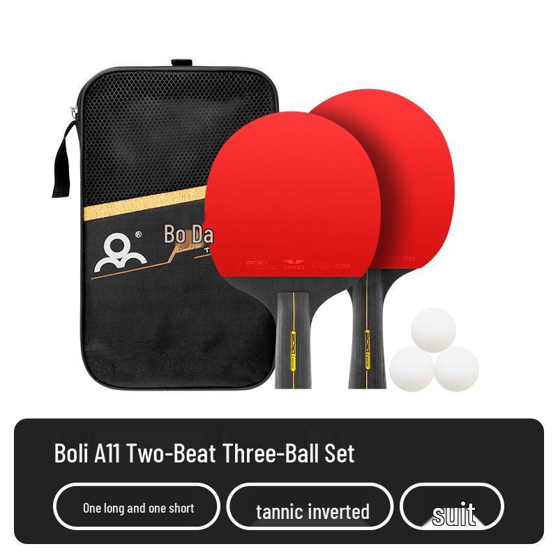 Boli A11 Six-Star Student Training Table Tennis Racket Set - Two-Piece Pure Wood