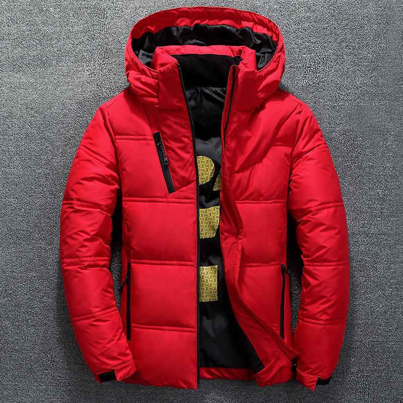 White Jacket Men Winter Warm Solid Color Hooded Down Coats Thick Parka Mens Down Jackets Winter Outdoor Coat